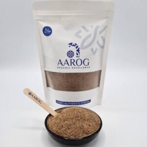 Aarog Black Pepper Powder Pisi Kali Mirch 100g pouch showing fine, dark ground powder