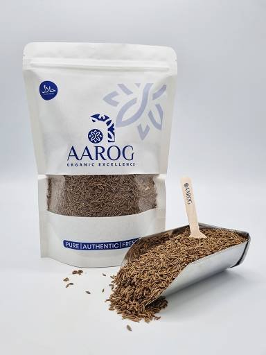 Aarog Intense White Cumin sufaid Zeera 100g pouch showing light brown, whole cumin seeds