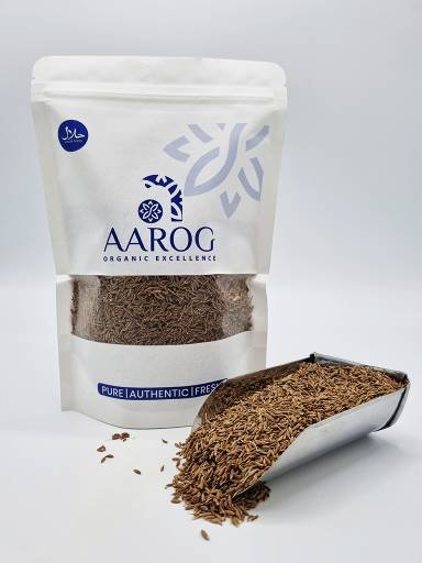 Aarog Intense White Cumin sufaid Zeera 100g pouch showing light brown, whole cumin seeds